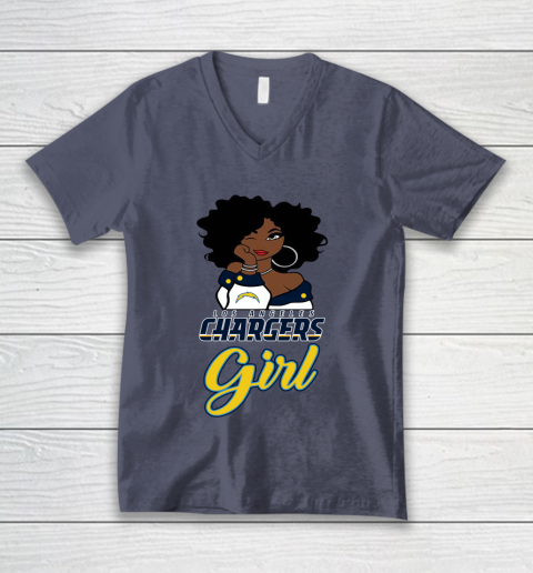 Los Angeles Chargers Girl NFL V-Neck T-Shirt 8