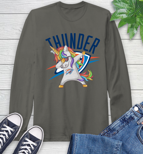 Oklahoma City Thunder NBA Basketball Funny Unicorn Dabbing Sports Long Sleeve T-Shirt 8