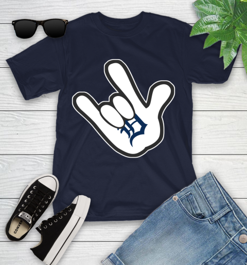 Detroit Tigers MLB Baseball Mickey Rock Hand Disney Youth T-Shirt 3