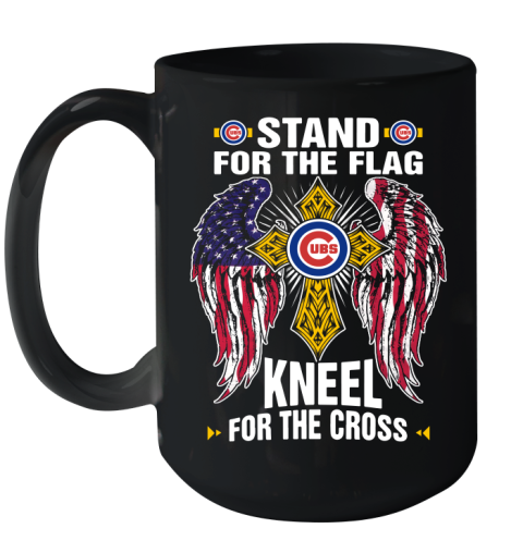 MLB Baseball Chicago Cubs Stand For Flag Kneel For The Cross Shirt Ceramic Mug 15oz