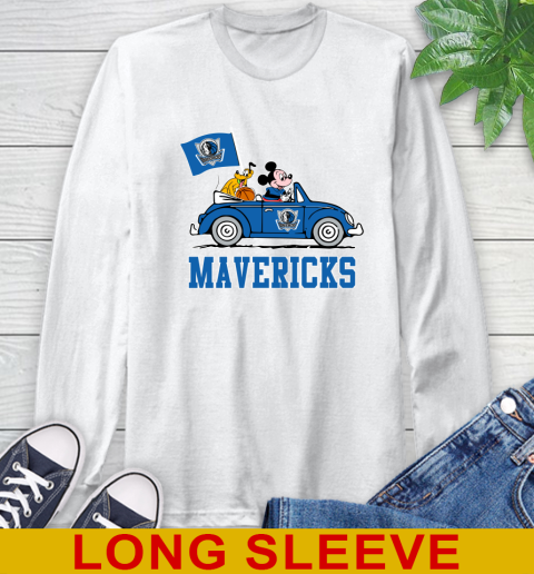 NBA Basketball Dallas Mavericks Pluto Mickey Driving Disney Shirt Long Sleeve T-Shirt