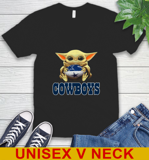 NFL Football Dallas Cowboys Baby Yoda Star Wars Shirt V-Neck T-Shirt 2
