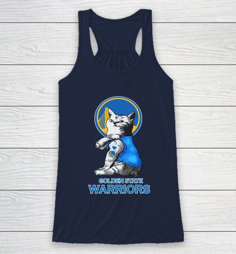 NBA Basketball My Cat Loves Golden State Warriors Racerback Tank 8