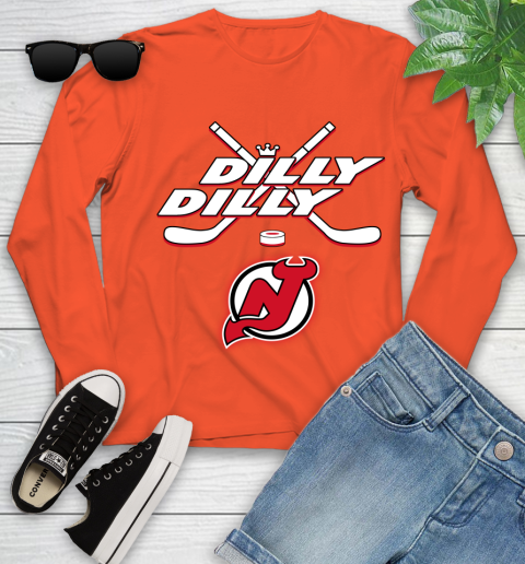 NHL New Jersey Devils Dilly Dilly Hockey Sports Youth Long Sleeve 4