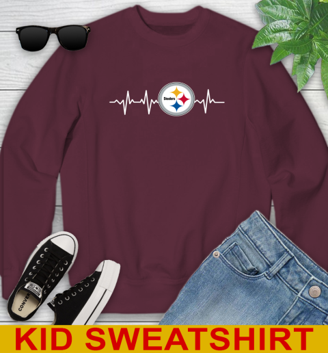 Pittsburgh Steelers NFL Football Heart Beat Shirt Youth Sweatshirt 4