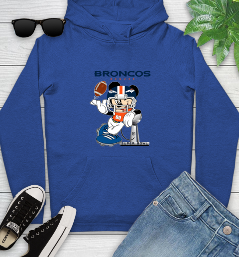 NFL Denver Broncos Mickey Mouse Disney Super Bowl Football T Shirt Youth Hoodie 9