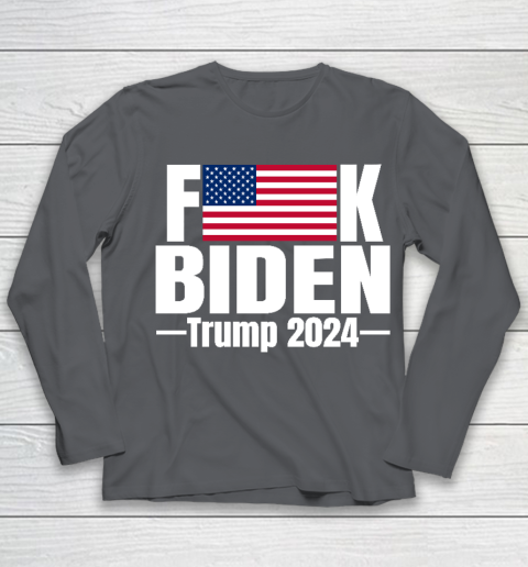 Fuck Biden American Flag Trump 2024 Youth Long Sleeve 6