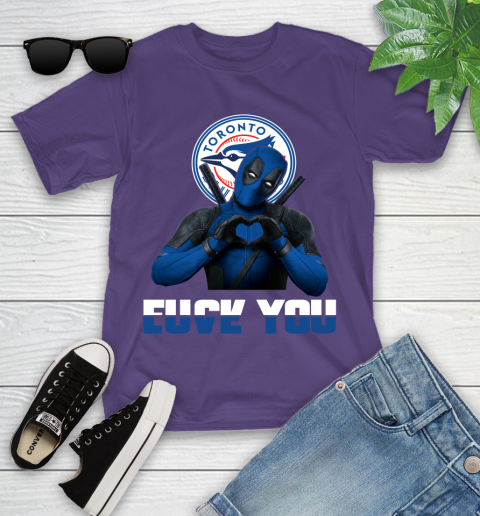 MLB Toronto Blue Jays Deadpool Love You Fuck You Baseball Sports Youth T-Shirt 18