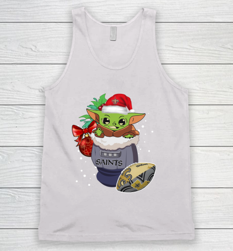 New Orleans Saints Christmas Baby Yoda Star Wars Funny Happy NFL Tank Top 2