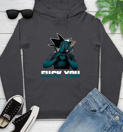 NHL San Jose Sharks Deadpool Love You Fuck You Hockey Sports Youth Hoodie 8