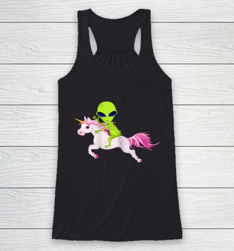 Alien Shirt Alien Riding Unicorn Racerback Tank