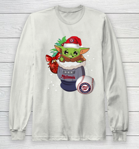 Washington Nationals Christmas Baby Yoda Star Wars Funny Happy MLB Long Sleeve T-Shirt 12