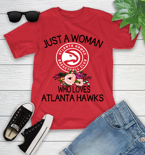 NBA Just A Woman Who Loves Atlanta Hawks Basketball Sports Youth T-Shirt 8
