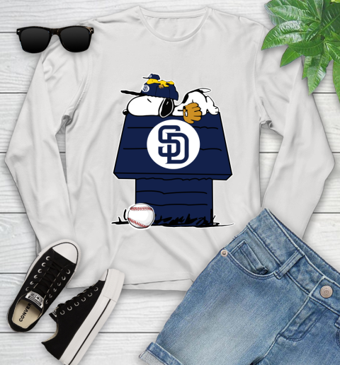 MLB San Diego Padres Snoopy Woodstock The Peanuts Movie Baseball T Shirt Youth Long Sleeve