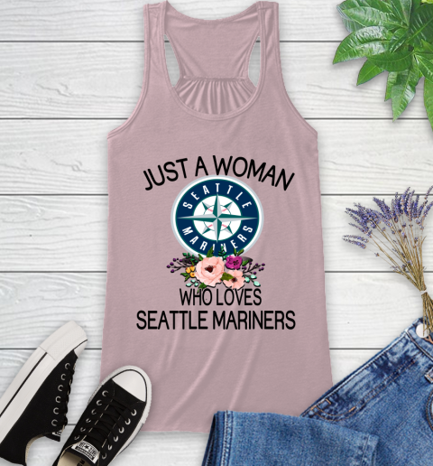 MLB Just A Woman Who Loves Seattle Mariners Baseball Sports Racerback Tank 5