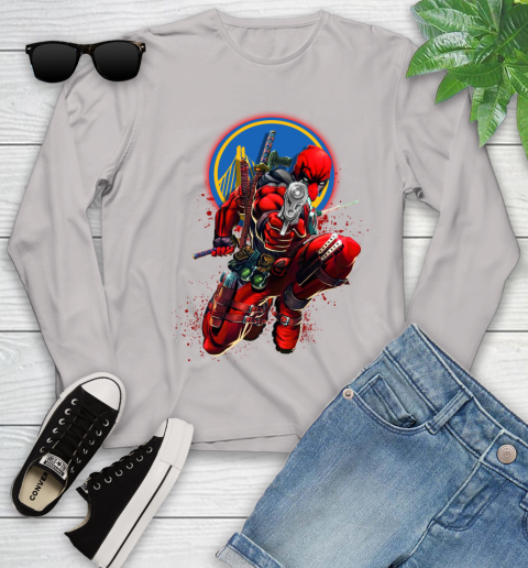 NBA Deadpool Marvel Comics Sports Basketball Golden State Warriors Youth Long Sleeve 12