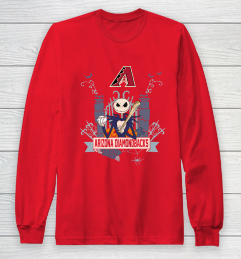 MLB Arizona Diamondbacks Baseball Jack Skellington Halloween Long Sleeve T-Shirt 7