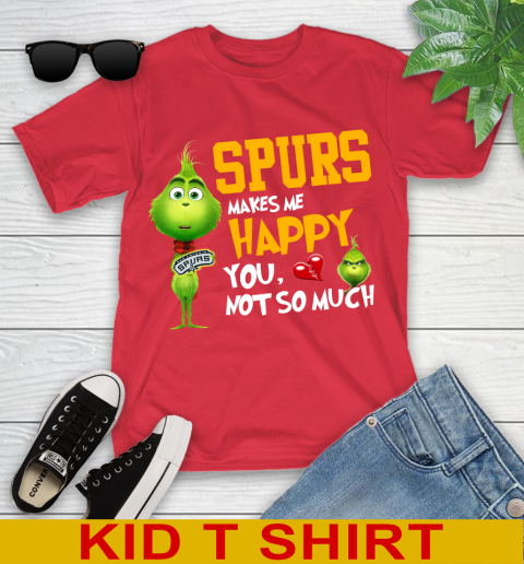 NBA San Antonio Spurs Makes Me Happy You Not So Much Grinch Basketball Sports Youth T-Shirt 11