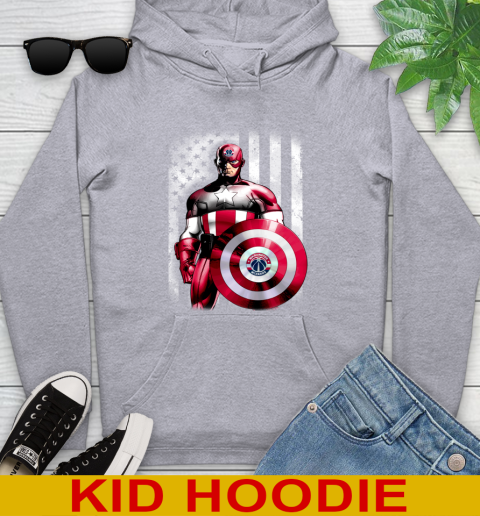 Washington Wizards NBA Basketball Captain America Marvel Avengers American Flag Shirt Youth Hoodie 6