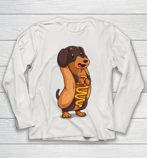 Wiener Dog Hotdog Bun Dachshund Funny Foodie Gift Hot Dog Youth Long Sleeve 8