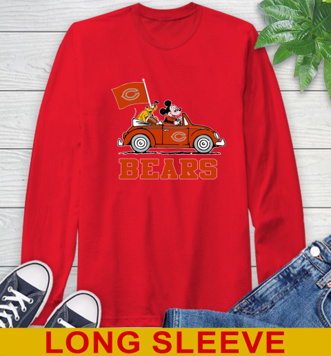 NFL Football Chicago Bears Pluto Mickey Driving Disney Shirt Long Sleeve T-Shirt 10