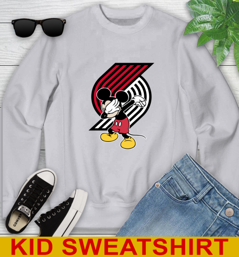 Portland Trail Blazers NBA Basketball Dabbing Mickey Disney Sports Youth Sweatshirt 4