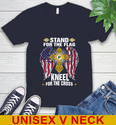 NBA Basketball Indiana Pacers Stand For Flag Kneel For The Cross Shirt V-Neck T-Shirt 2