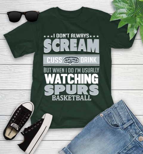 San Antonio Spurs NBA Basketball I Scream Cuss Drink When I'm Watching My Team Youth T-Shirt 5