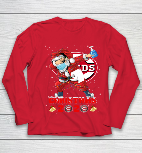 Cincinnati Reds Funny Santa Claus Dabbing Christmas 2020 MLB Youth Long Sleeve 8