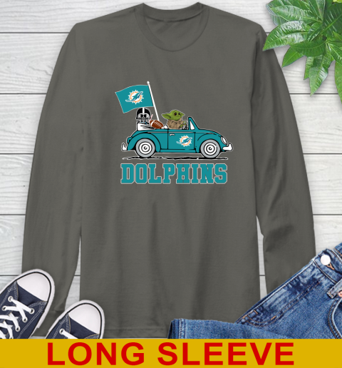 NFL Football Miami Dolphins Darth Vader Baby Yoda Driving Star Wars Shirt Long Sleeve T-Shirt 8