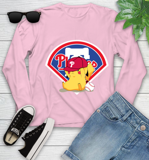 MLB Pikachu Baseball Sports Philadelphia Phillies Youth Long Sleeve 10