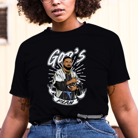 Air Jordan 5 Black Metallic Matching Sneaker Tshirt Frake God's Plan Black and White Jordan Tshirt