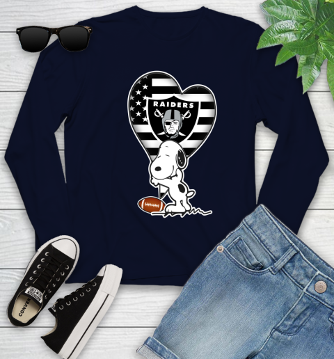 Oakland Raiders NFL Football The Peanuts Movie Adorable Snoopy Youth Long Sleeve 3