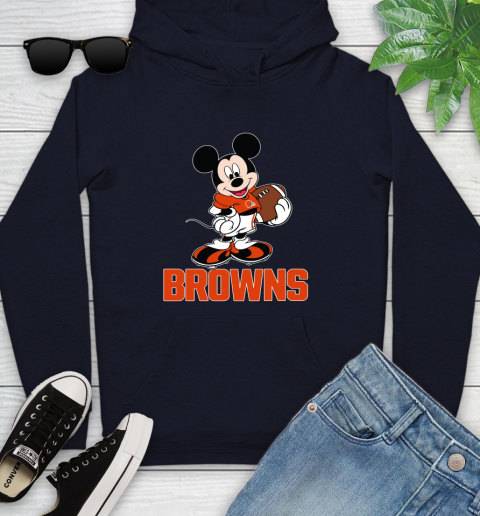 NFL Football Cleveland Browns Cheerful Mickey Mouse Shirt Youth Hoodie - Image 5