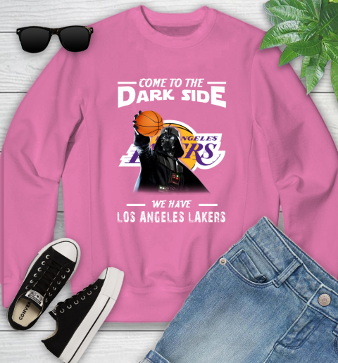 NBA Come To The Dark Side We Have Los Angeles Lakers Star Wars Darth Vader Basketball Youth Sweatshirt 6