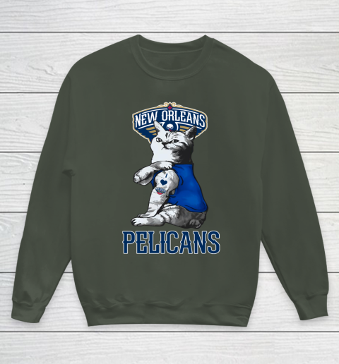 NBA Basketball My Cat Loves New Orleans Pelicans Youth Sweatshirt 8