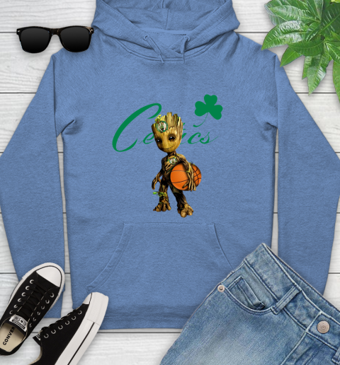 Boston Celtics NBA Basketball Groot Marvel Guardians Of The Galaxy Youth Hoodie 12