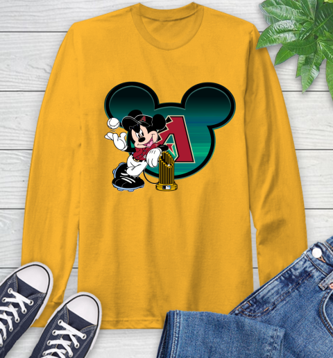 MLB Arizona Diamondbacks The Commissioner's Trophy Mickey Mouse Disney Long Sleeve T-Shirt 3