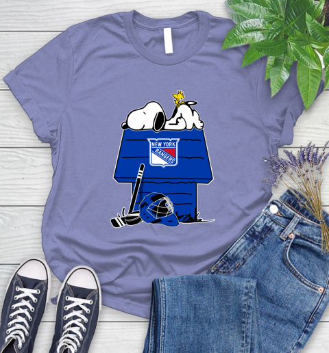 New York Rangers NHL Hockey Snoopy Woodstock The Peanuts Movie Women's T-Shirt 11