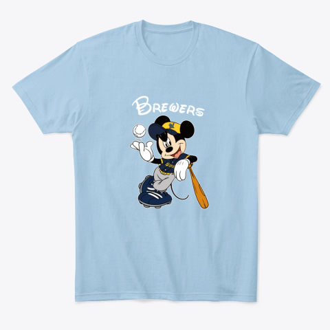 idvu baseball mickey team milwaukee brewers classic t shirt 2 front light blue