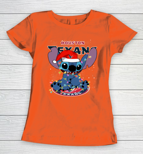 Houston Texans NFL Football noel stitch Christmas Women's T-Shirt 2