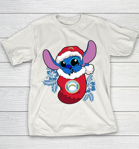 Los Angeles Chargers Christmas Stitch In The Sock Funny Disney NFL Youth T-Shirt 3