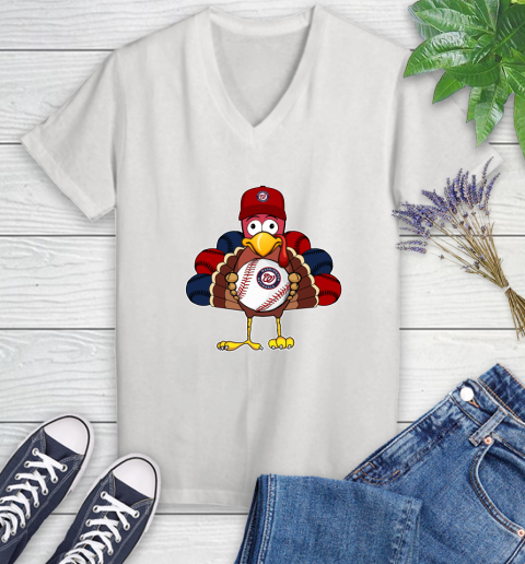 Washington Nationals Turkey thanksgiving Women's V-Neck T-Shirt