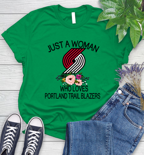 NBA Just A Woman Who Loves Portland Trail Blazers Basketball Sports Women's T-Shirt 4
