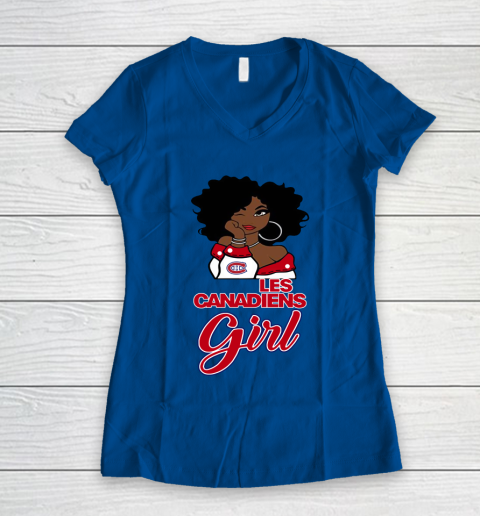 Montreal Canadiens Girl NHL Women's V-Neck T-Shirt 9