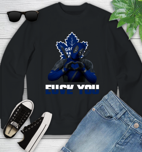 NHL Toronto Maple Leafs Deadpool Love You Fuck You Hockey Sports Youth Sweatshirt