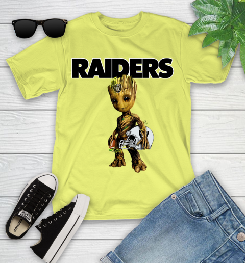 Oakland Raiders NFL Football Groot Marvel Guardians Of The Galaxy Youth T-Shirt 8