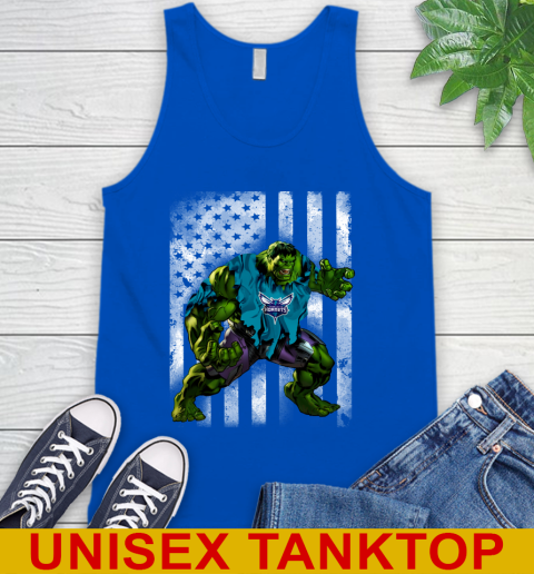 Charlotte Hornets Hulk Marvel Avengers NBA Basketball American Flag Tank Top 4