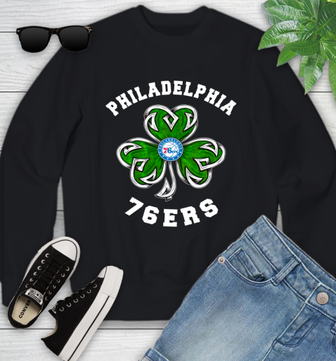 NBA Philadelphia 76ers Three Leaf Clover St Patrick's Day Basketball Sports Youth Sweatshirt