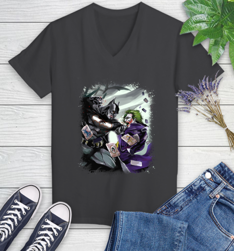 Atlanta Falcons NFL Football Batman Fighting Joker DC Comics Women's V-Neck T-Shirt 8